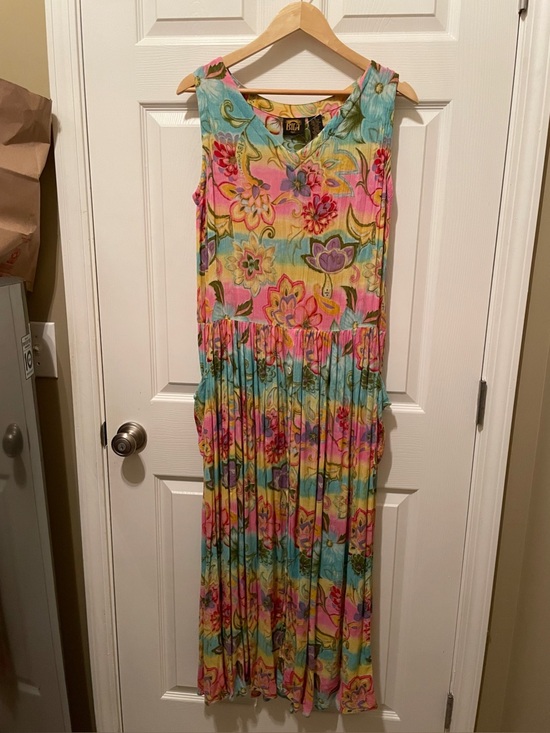Bila Dresses & Skirts - Bila Floral Sleeveless Maxi Dress in Pink, Yellow & Aqua M